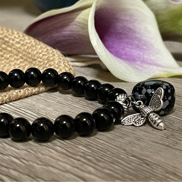 Dragonfly with Natural stone Beads Bracelet 🍃will arrive in jewelry pouch. - Picture 5 of 5